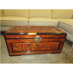 NEW - Carved Camphor Wood Chest