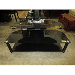 NEW - 3-Tier Smoked Glass TV Stand