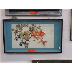 Framed Japanese shadow box shell art
