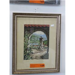 Framed petite point picture