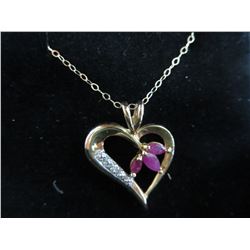 10KT Yellow Gold, Ruby & Diamond pendant