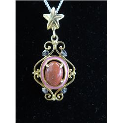 Custom made - Goldstone, Diamond & Enamel Pendant