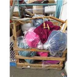 Bin containing mostly new fleece fabric