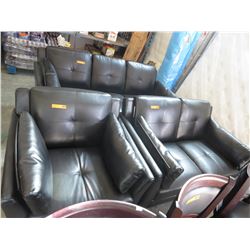 NEW - Black Leather Livingroom Suite