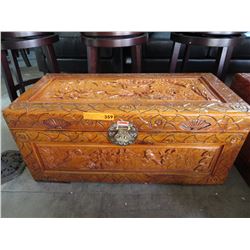 NEW - Carved camphor wood chest
