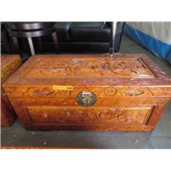NEW - Carved camphor wood chest