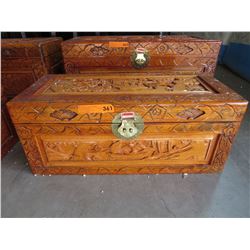 NEW - Carved camphor wood chest
