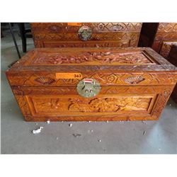 NEW - Carved camphor wood chest