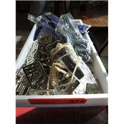Tray of watches, belt buckles & fashion jewelry