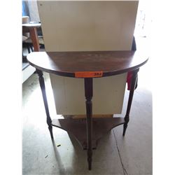 Vintage half moon wood table