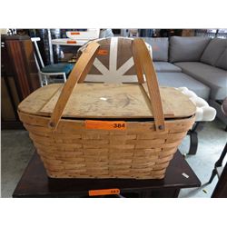 Vintage woven wood picnic basket