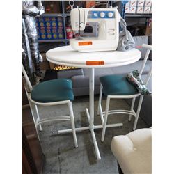 Pub height 2 person table and chairs - used.