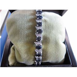 Sapphire tennis bracelet set in Sterling Silver