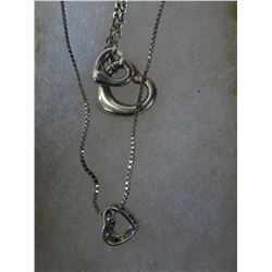2 Silver heart necklaces