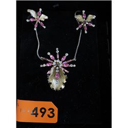 Vintage - Bond Boyd Orchid pendant & earring set