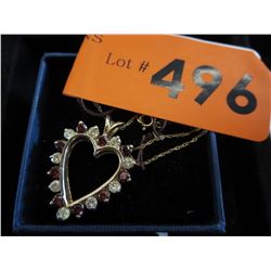 10 KT Yellow Gold, Diamond & Ruby heart pendant