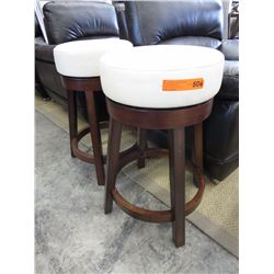 2 x NEW Leather Topped Swivel Bar Stool - Ivory