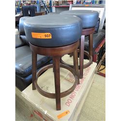 2 x NEW Leather Topped Swivel Bar Stool - Black