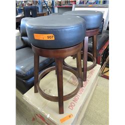 2 x NEW Leather Topped Swivel Bar Stool - Black