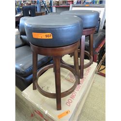 2 x NEW Leather Topped Swivel Bar Stool - Black