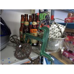 Vintage bottles, magazines & kitchen tools