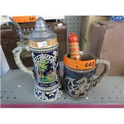 2 Steins & a Scandinavian folding knife