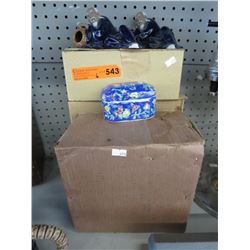 Oriental glazed ceramic boxes & figurines