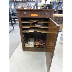 Vintage wood storage cabinet with drawer