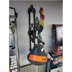 Cast iron rooster bell with wall bracket