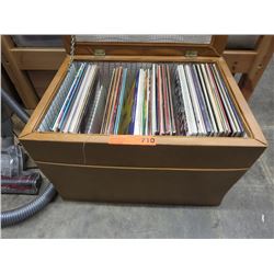 Vintage LP storage hassock & LPs