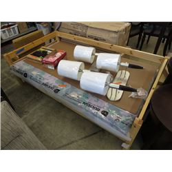 Pine child's bed with storage drawer