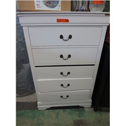 NEW - 5 Drawer Highboy Dresser - White
