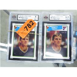 2 Grade 1988-89 O-Pee-Chee Brett Hull rookie cards