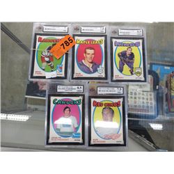 5 Graded 1971-72 O-Pee-Chee hockey cards