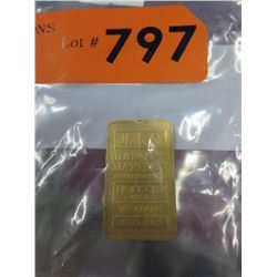 10 Gram .999 Gold bar - Johnson Matthey