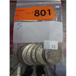 10 Various Canadian Silver Half Dollars