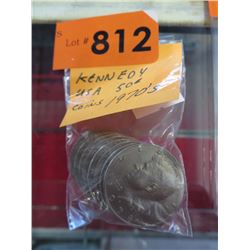 8 JFK .50 cent coins from 1970's