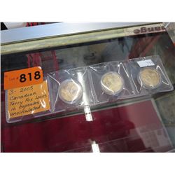 3x 2005 Canadian uncirculated Terry Fox coins