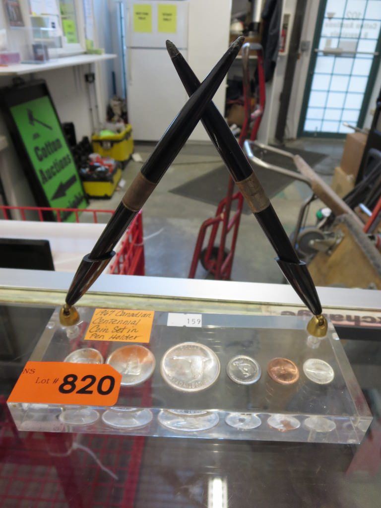 1967 Canadian centennial coin set in pen holder