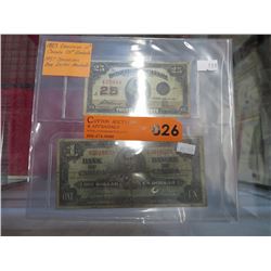 2 CDN banknotes - 1923 Shinplaster, 1937 $1 bill
