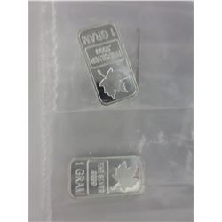 6 x .9999 Fine Silver Canada Maple Leaf bars