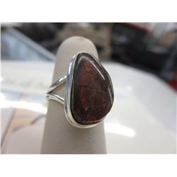 .925 Silver 18CT Ammolite free form ring