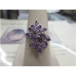 Amethyst & Diamond cluster ring - marquise cut