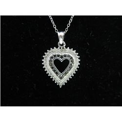 White & Black Diamond cluster heart necklace