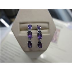 New - Diamond & Amethyst 1/2 hoop earrings