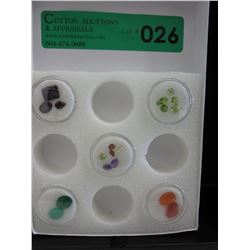 Assortment of gem jars filled with gemstones