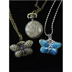 Collection of 3 butterfly motif pocket watches