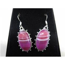 Brand new - Pink slice Botswana Agate earrings