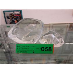 2 Signed "Mats Jonasson" Etched Crystal sculptures