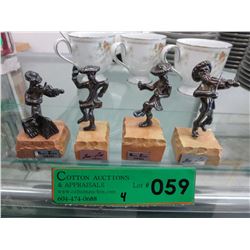 4 Sterling Silver "Ben Zion" figurines - 3 " tall